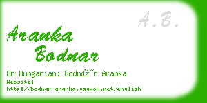 aranka bodnar business card